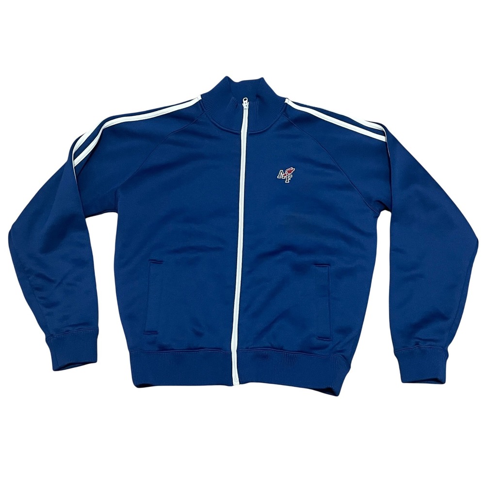 Abercrombie & Fitch Men's Medium Y2K Track Jacket Full Zip Blue White Stripe‎